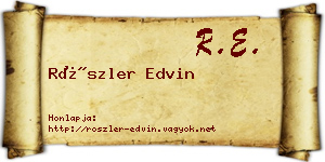 Röszler Edvin névjegykártya